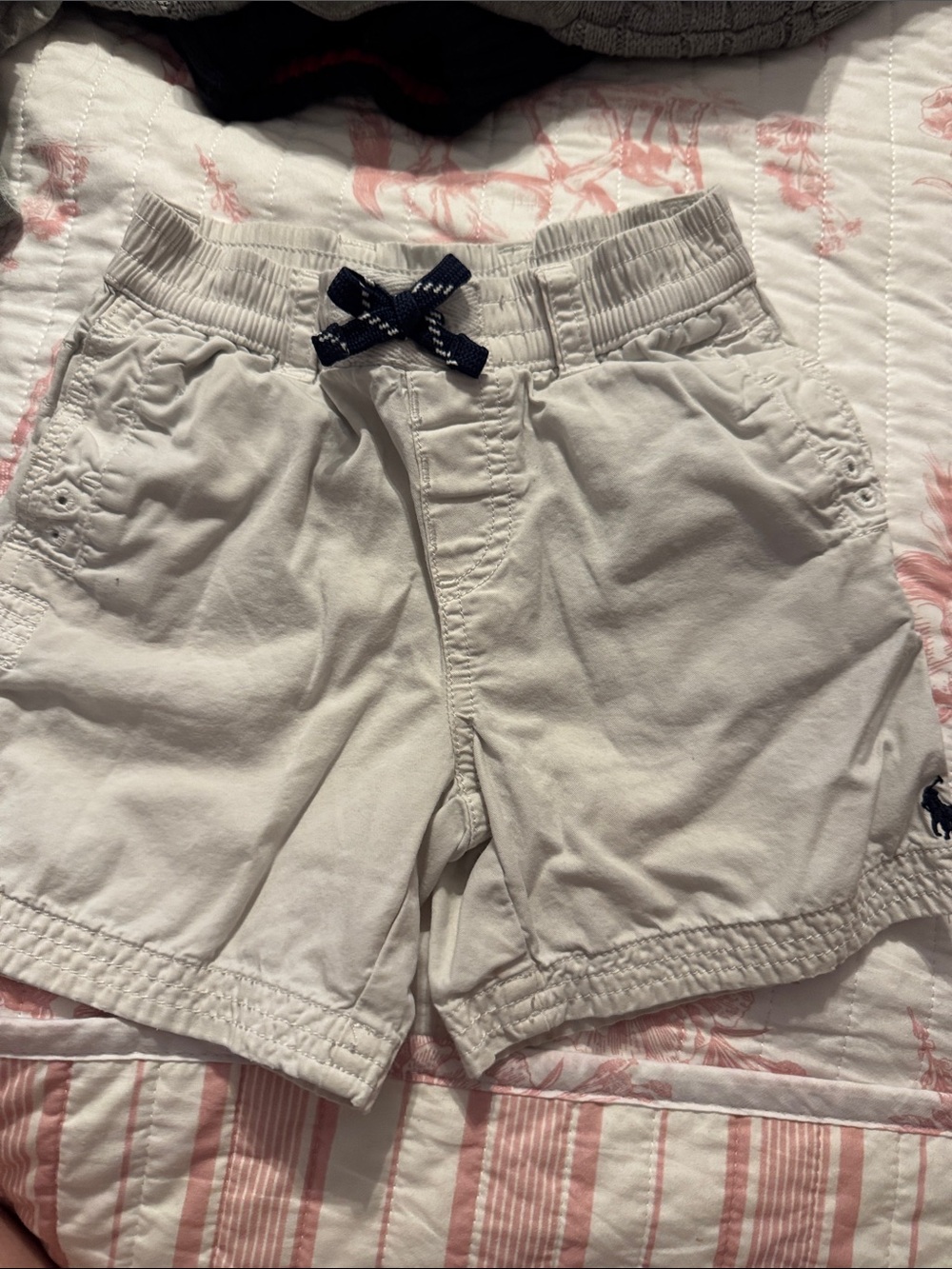 Polo by Ralph Lauren Cream Shorts with Navy Drawstring